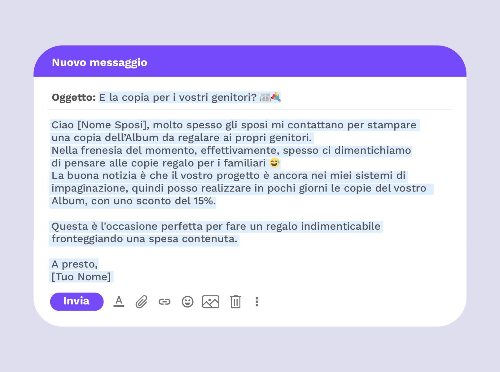 Esempio e-mail PhotoSì